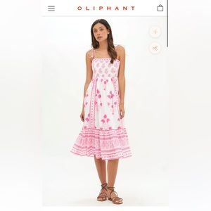 NWOT Oliphant Jaipur Pink Tie Strap Midi Dress